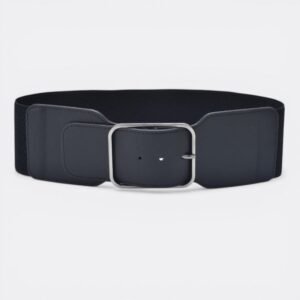Black Wide Waist Leather Belt